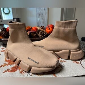 Balenciaga Beige Knit Sneakers